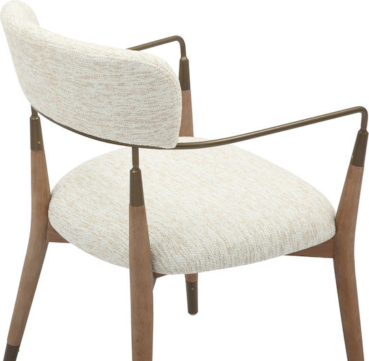 Roy Dining Room Fabric Armchair Ecru 51x48x77cm 2pcs