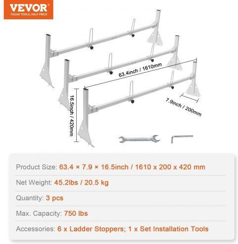 Van Roof Rack Vevor 3 Bars 340 Kg Chevrolet Express Etc Xshch474837508sg0v0