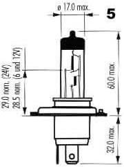 Narva Lamps Car H4 / P43T Halogen 12V 1pcs