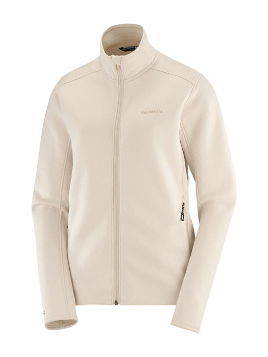 Essential Fleece Γυναικεία Ζακέτα με Φερμουάρ σε Εκρού Χρώμα