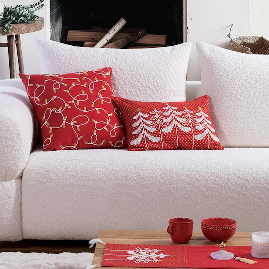 Nef-Nef Homeware Χριστουγεννιάτικο Διακοσμητικό Μαξιλάρι Μακρόστενο Κόκκινο 30x45εκ.