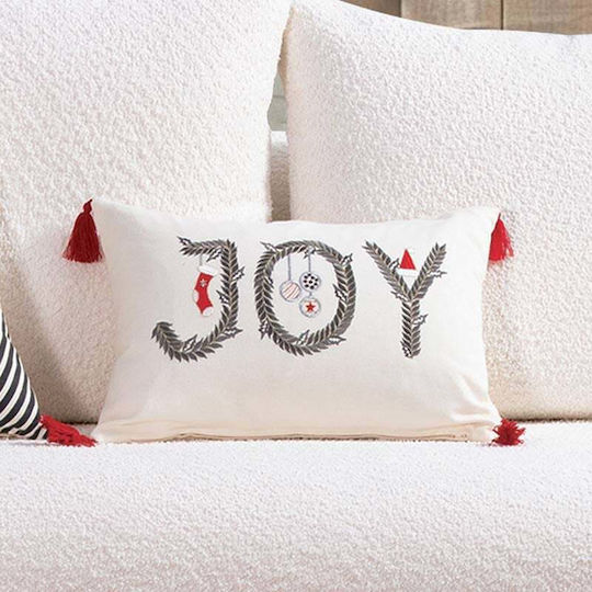 Nef-Nef Homeware Weihnachtsdekoratives Kissen Christmas Is All Around Rechteckig Weiß 30x45cm