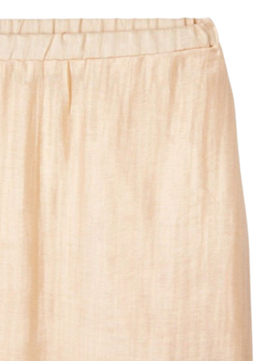 American Vintage Satin High-waisted Skirt in Beige Color