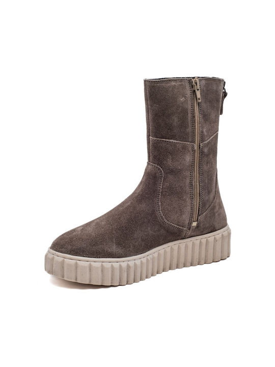 Leder Stiefeletten Damen Beige