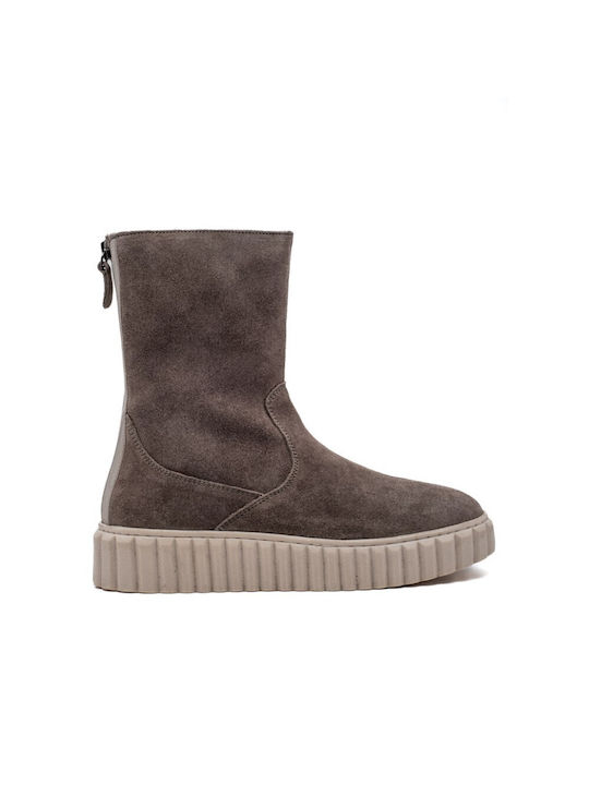 Leder Stiefeletten Damen Beige