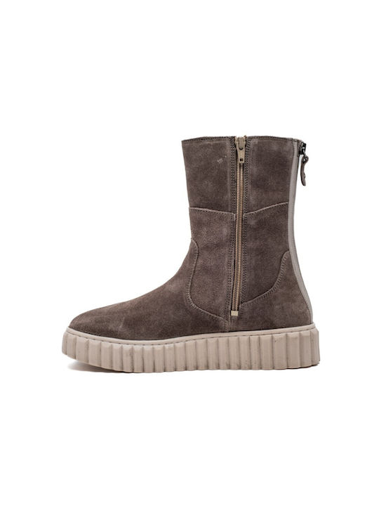 Leder Stiefeletten Damen Beige