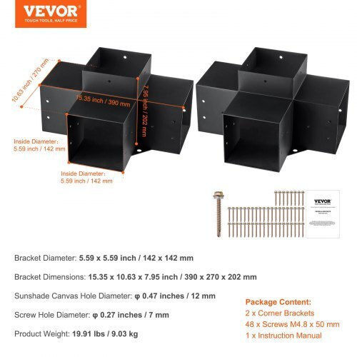 Vevor Basis für Gartenpergola aus Stahl 15.2x15.2cm 2Stück