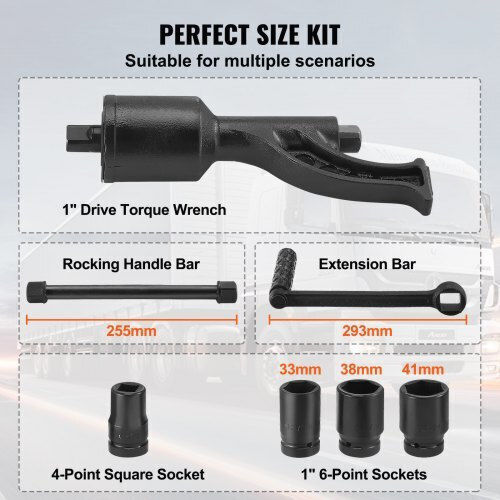 Vevor Torque Multiplier Wrench Set 1" 4 Sockets Storage Case Trucks RVs