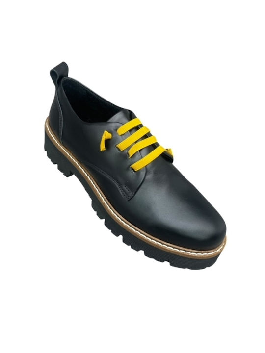 Smart Steps Women's Leather Oxford Shoes Black/Yellow