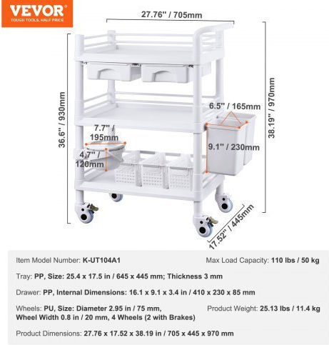 Vevor Vevor Mobile Nursing Table