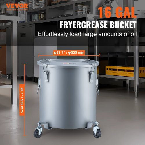 Vevor 16 Gal Oil Bucket with Wheels and Filter Gray Djlzgyzttg16kwcskv0