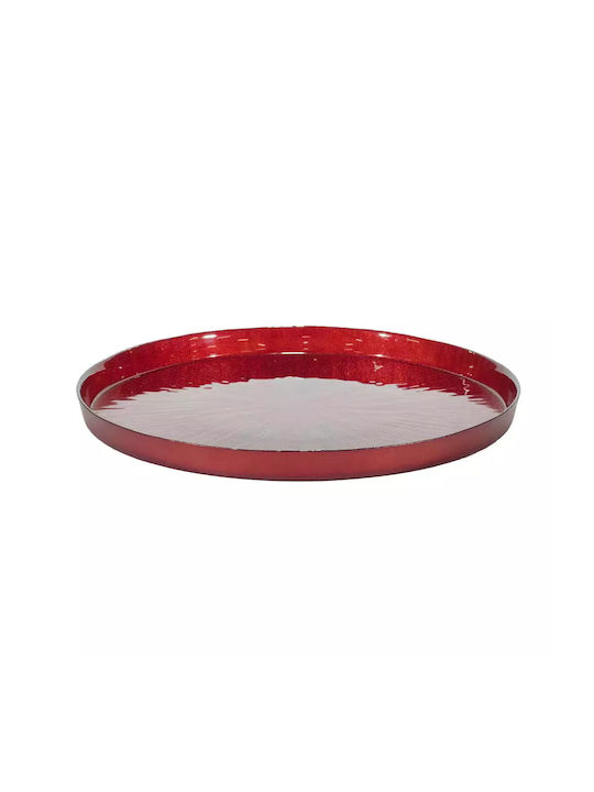 ArteLibre Christmas Tray Glass Redς D32cm.