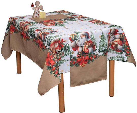Viopros Set Christmas Tablecloths Runner Fabric Multicolored 2pcs