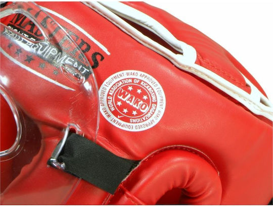 Sport Masters Adult Open Face Boxing Headgear Synthetic Leather Red