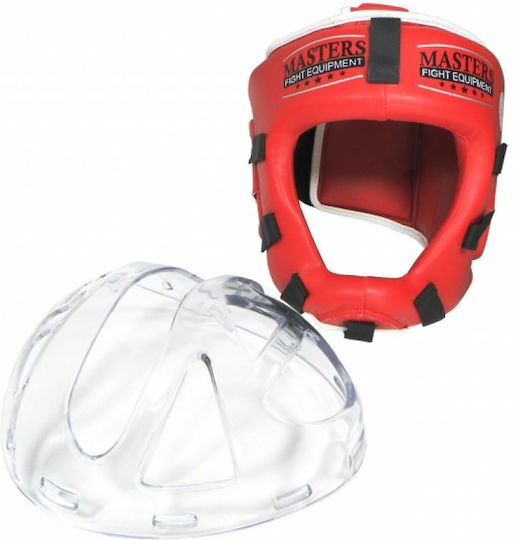 Sport Masters Adult Open Face Boxing Headgear Synthetic Leather Red