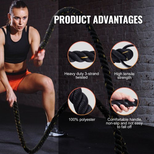 Vevor ZS30FT15INBD10EBHV0 Battle Rope με Μήκος 9.144m