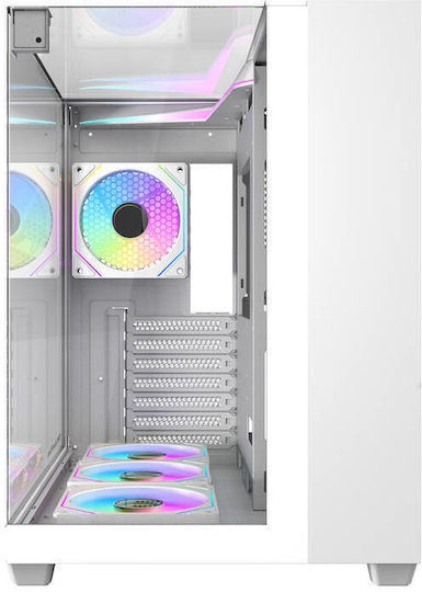 Darkflash TH285 Gaming Midi Tower Computer Case with Window Panel and RGB Lighting White