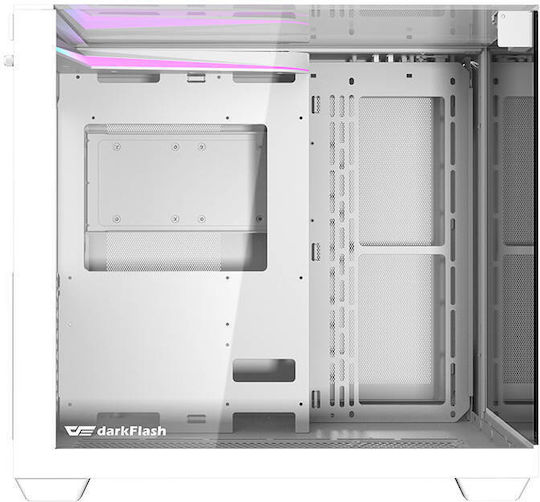 Darkflash TH285 Геймърско бюро Midi Tower Компютърна кутия със страничен прозорец и RGB осветление Бял
