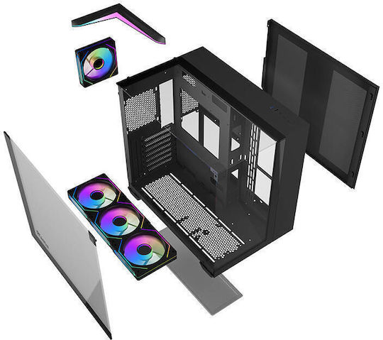 Darkflash TH285 Gaming Middle Tower Carcasă Calculator cu Fereastră Laterală și Iluminare RGB Negru