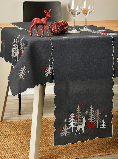 Whitegg Christmas Tablecloth Runner Fabric Gray L40xW175cm.