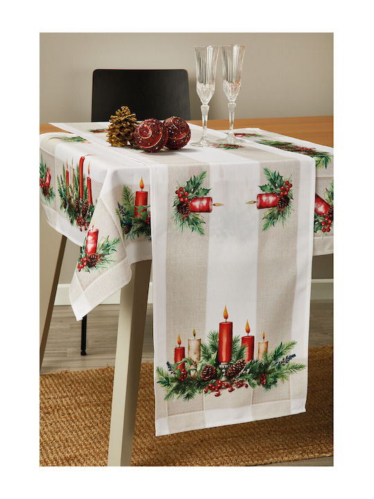 Whitegg Christmas Tablecloth Runner Fabric Red L40xW175cm.