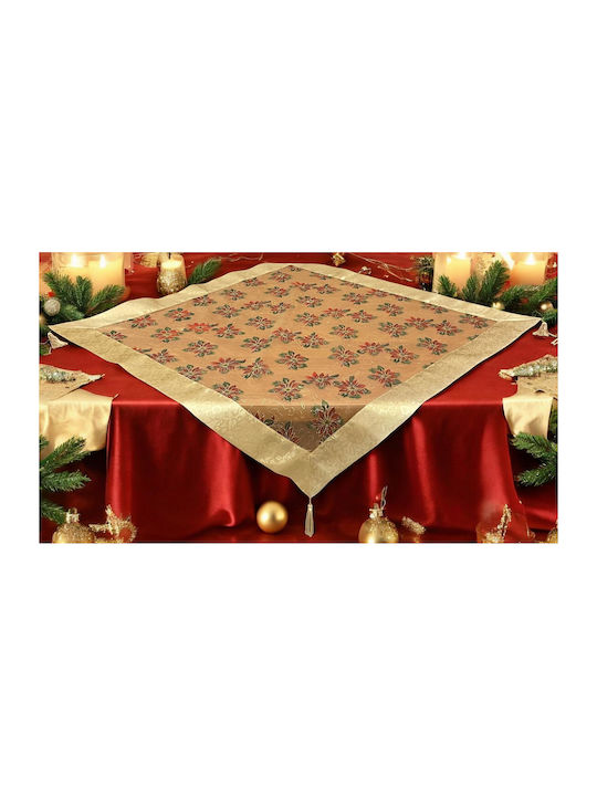 Linea Home Christmas Tablecloth Square Fabric Beige L114xW114cm.