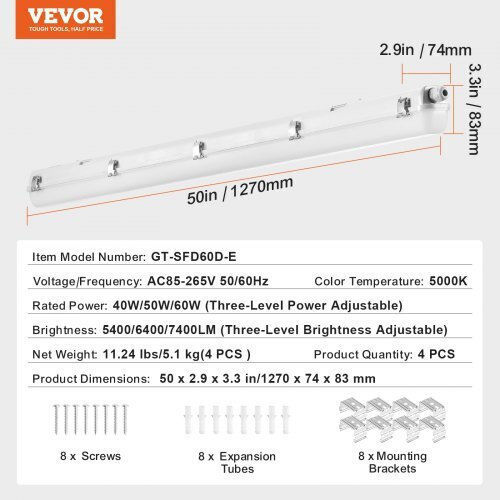 Vevor Lighting Batten with Integrated LED 60W