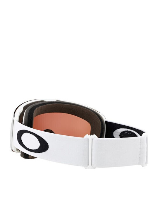 Oakley Flight Deck XM Mască de Schi & Snowboard pentru Adulți Albă cu Lentilă Oglindă Roșie