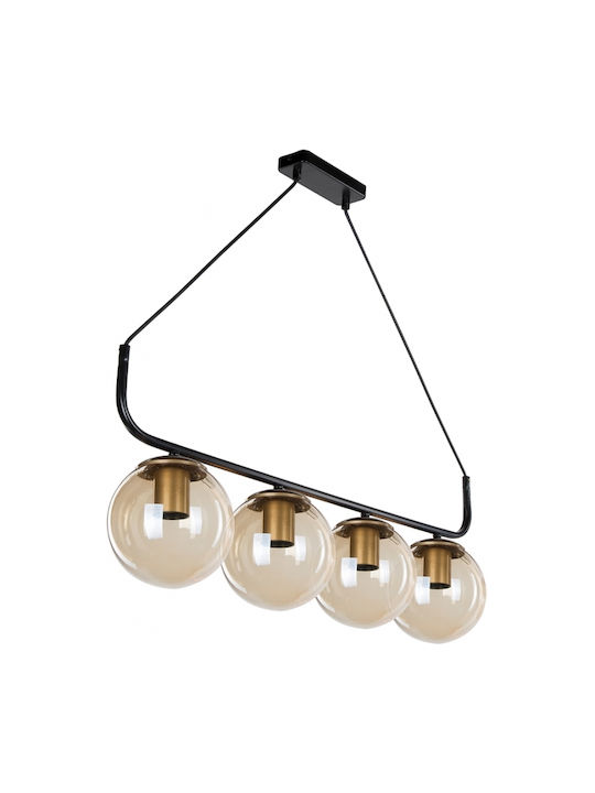 GloboStar Pendant Light Black Rail for 4 Bulbs E27 78x35x62cm