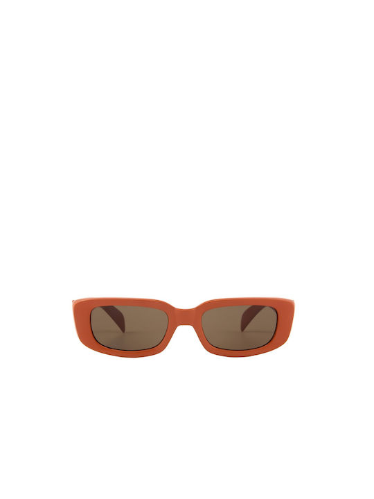 Sun's Good Women's Sunglasses with Orange Plastic Frame and Brown Lens