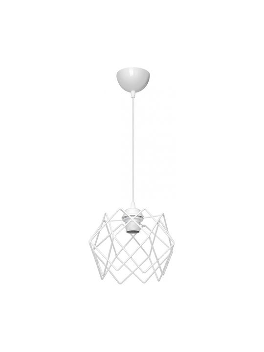 GloboStar Pendant Light White Grid with Socket E27 23.5x23.5x90cm