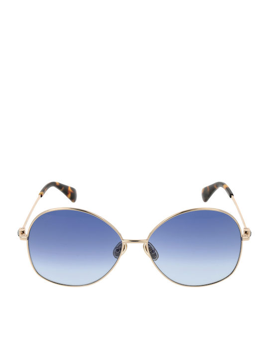 Max Mara Women's Sunglasses with Gold Metal Frame and Blue Lens MM 0034 32W