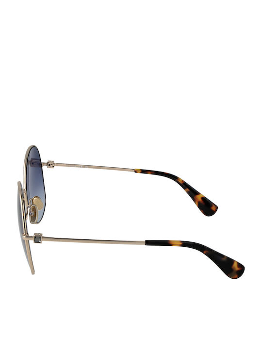 Max Mara Women's Sunglasses with Gold Metal Frame and Blue Lens MM 0034 32W