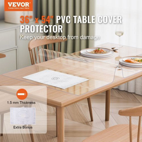 Прозрачен протектор за маса Vevor 36x54 инча 1.5mm Zfxpvczb36x53e1t6v0