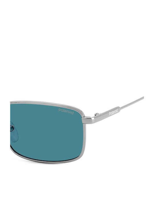 Polaroid Herren Sonnenbrille mit Silber Metall Gestell und Blau Spiegel Linse PLD6227/S/X 6LB/C3