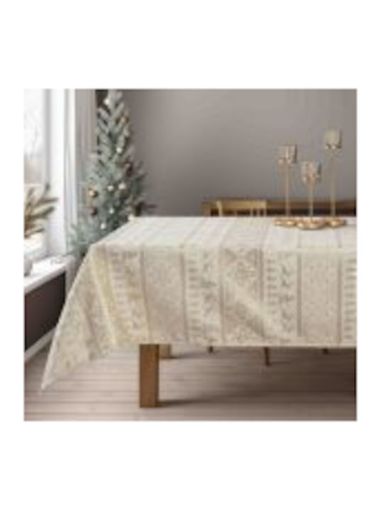 Jacquard Tablecloth Traditional Gold Christmas Designs Beauty Home