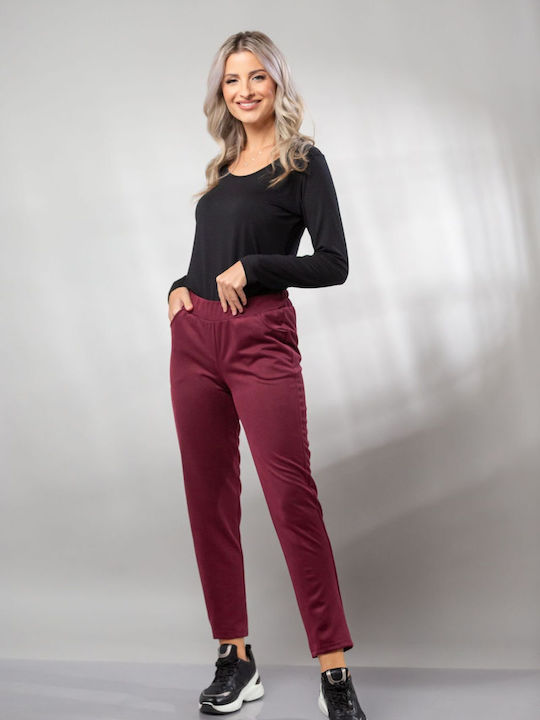 Boutique Women's High-waisted Cotton Trousers in Slim Fit Blue