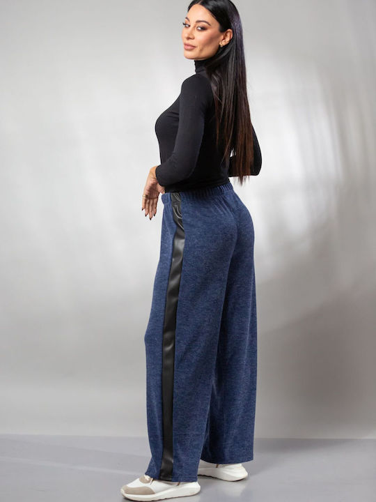 Women's High-waisted Fabric Trousers with Elastic in Slim Fit Green