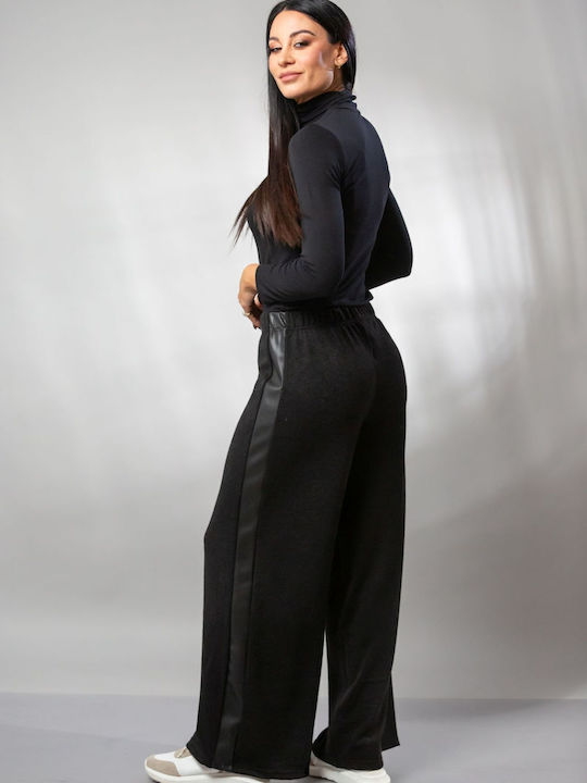 Women's High-waisted Fabric Trousers with Elastic in Slim Fit Green
