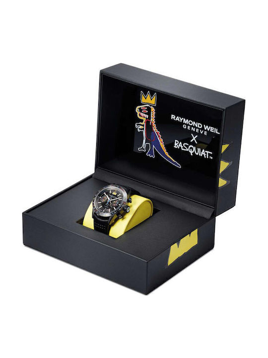 Raymond Weil Ανδρικό Ρολόι Χρονογράφος Αυτόματο με Μαύρο Δερμάτινο Λουράκι