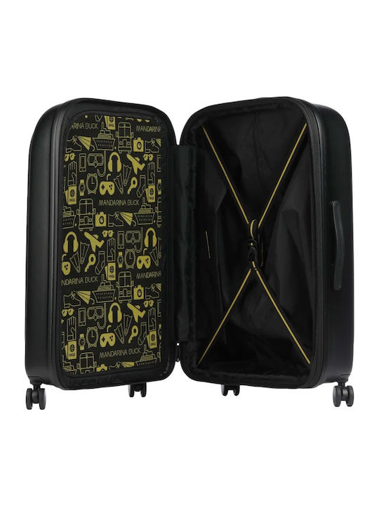 Mandarina Duck Logoduck+ Μεγάλη Βαλίτσα Ταξιδίου Σκληρή Μαύρη με 4 Ρόδες Ύψους 75εκ.