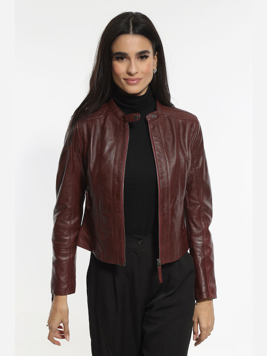 Newton Leather Leather Jacket Leather Reddish Brown, Bordeaux