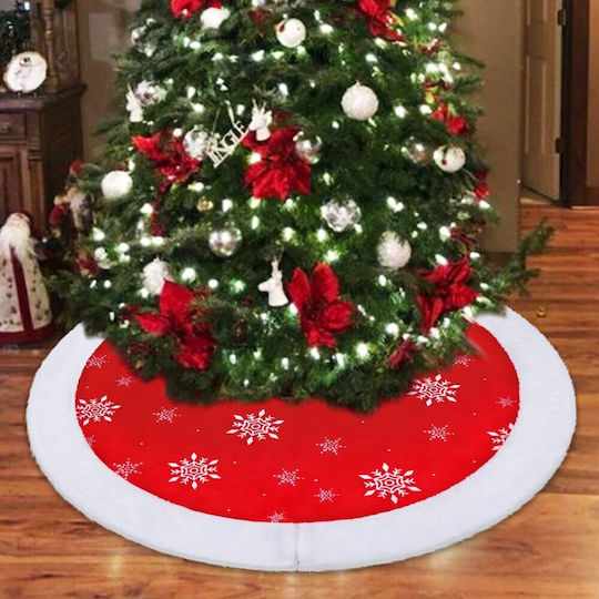 Christmas Tree Skirt Polyester Red D90cm.