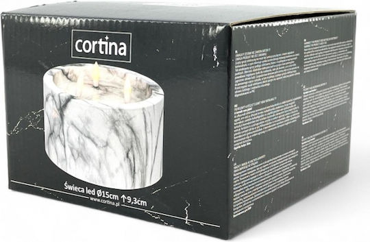 Electric Candle Triple Flame Ø 150mm Cortina Steady Flame 93mm White Granite
