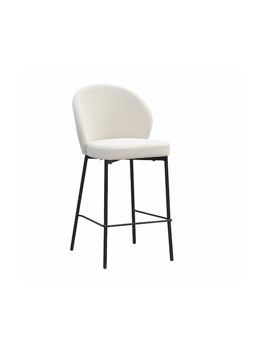 Stool Bar with Backrest Upholstered with Fabric Lune White 48x53.5x95.5cm