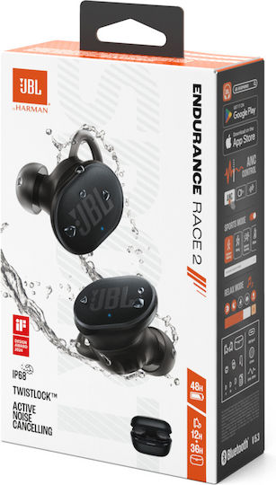 JBL Endurance Race 2 In-ear Bluetooth Handsfree Căști cu Rezistență la Transpirație și Carcasă de Încărcare Negru