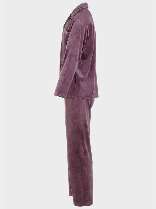 G Secret Men's Winter Velvet Pajamas Set purple