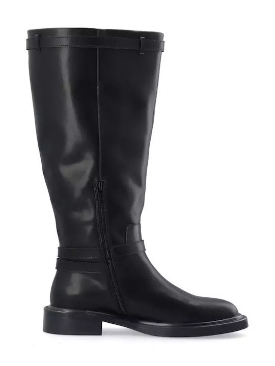 Leder Damenstiefel Schwarz