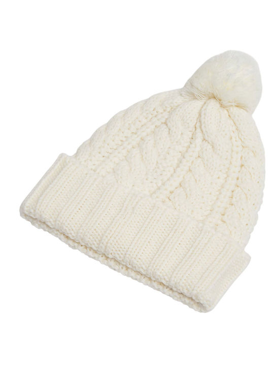 Harper Pom Pom Pom Beanie Frauen Beanie Gestrickt in Weiß Farbe
