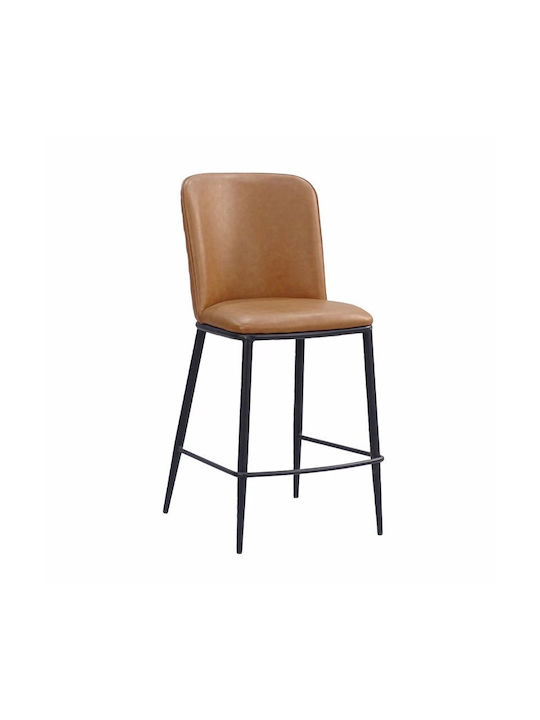 Stool Bar with Backrest Upholstered with Fabric Couture Camel 45.5x53.58x99cm